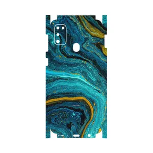 MAHOOT Turquoise marblewith golden streaks-FullSkin Cover Sticker for Samsung Galaxy M30s