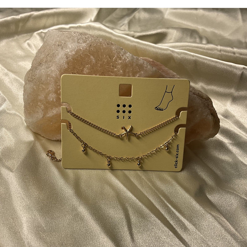 پابند زنانه سیکس مدل گوی و‌ستاره دریایی بسته دو عددی