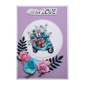 کارت پستال مدل موتور پر از گل طرح with love