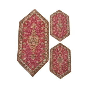 ست 3 تکه رومیزی ترمه هاشمی مدل سیمرغ کد 144