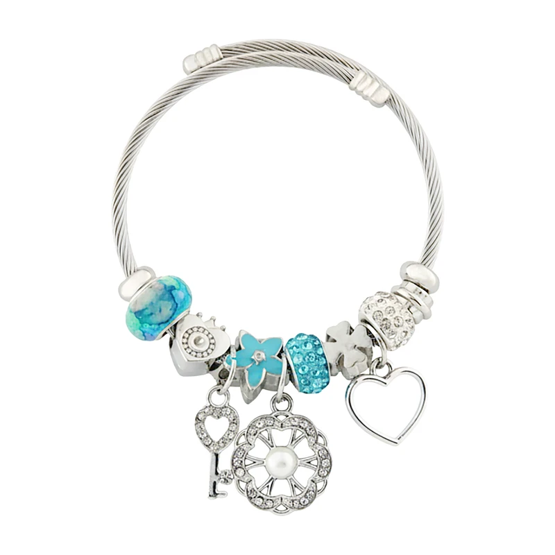 دستبند النگویی زنانه مدل پاندورا طرح کلید کد 2147