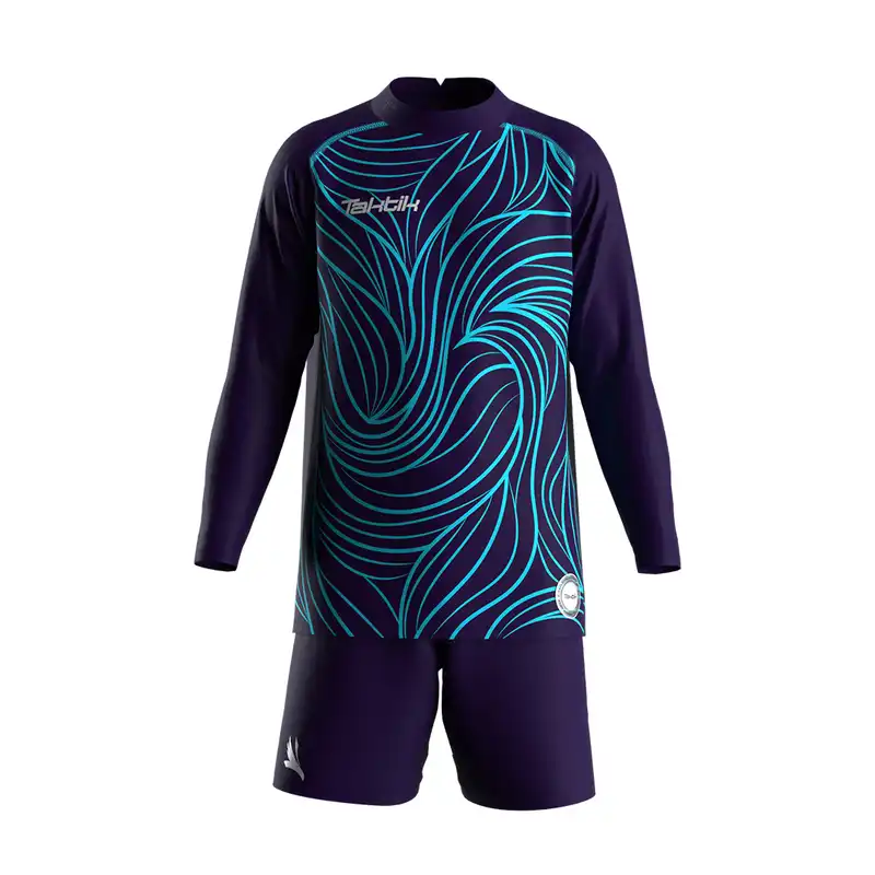 ست تی شرت آستین بلند و شلوارک ورزشی  تاکتیک مدل گلری رنگ بنفش