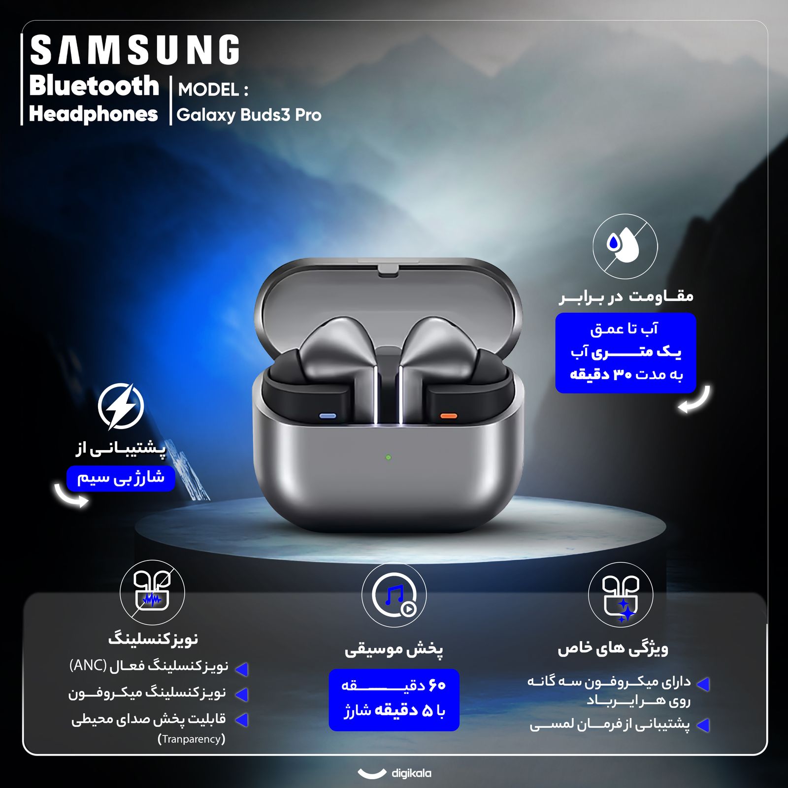 هدفون بلوتوثی سامسونگ مدل Galaxy Buds3 Pro -  - 16