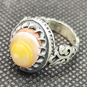 انگشتر نقره مردانه مدل سنگ باباقوری کد P980