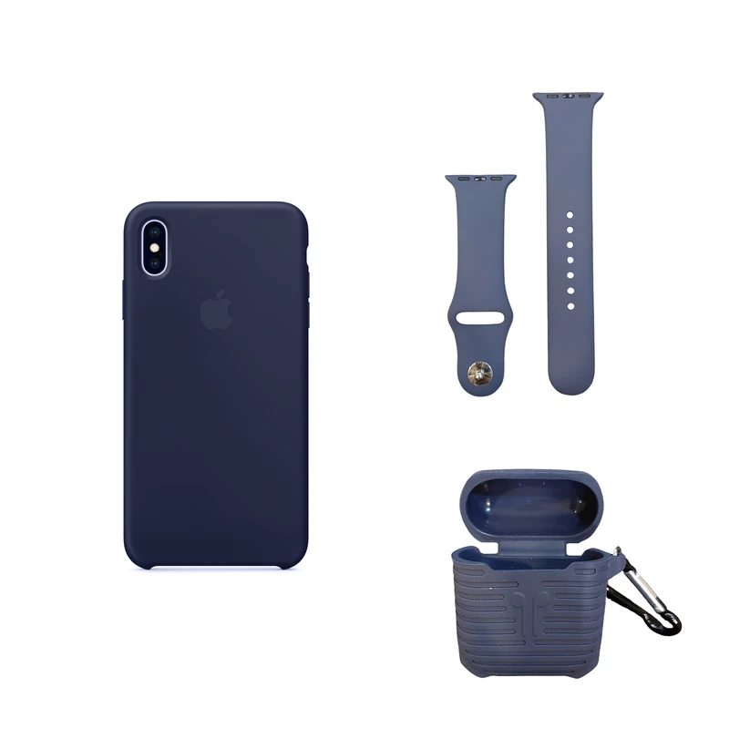کاور مدل Silk مناسب برای گوشی موبایل اپل IPhone XS Max به همراه بند اپل واچ 38/40 میلی متری و کاور کیس اپل ایرپاد