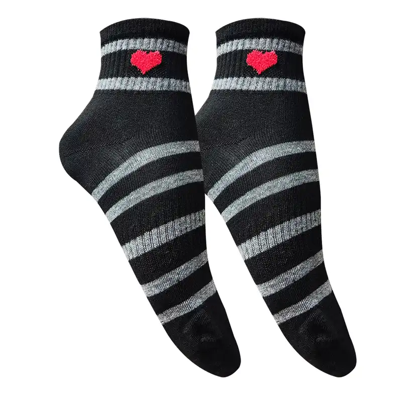 جوراب ساق کوتاه زنانه تن پوش هنگامه مدل راه راه قلبی کد BL01