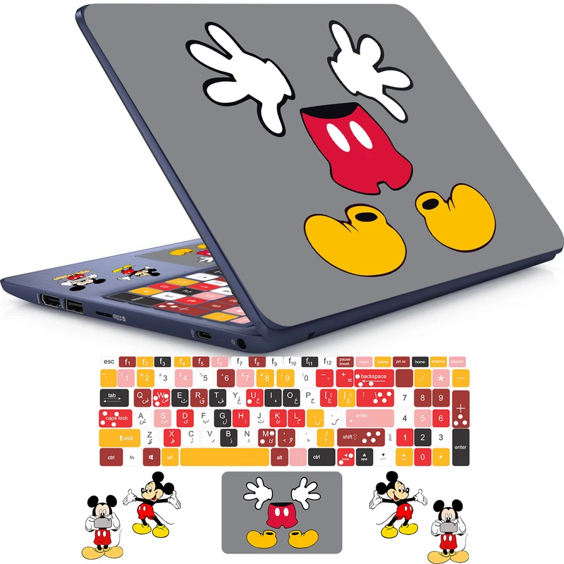   استیکر لپ تاپ راتیانا مدل  mickey mouse 03 مناسب برای لپ تاپ 15 تا 17 اینچ به همراه برچسب حروف فارسی کیبورد