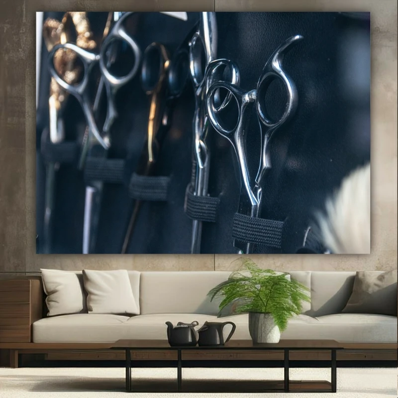 پوستر پارچه ای طرح مخمل آرایشگاه مردانه مدل قیچی حرفه ای کد FP105858