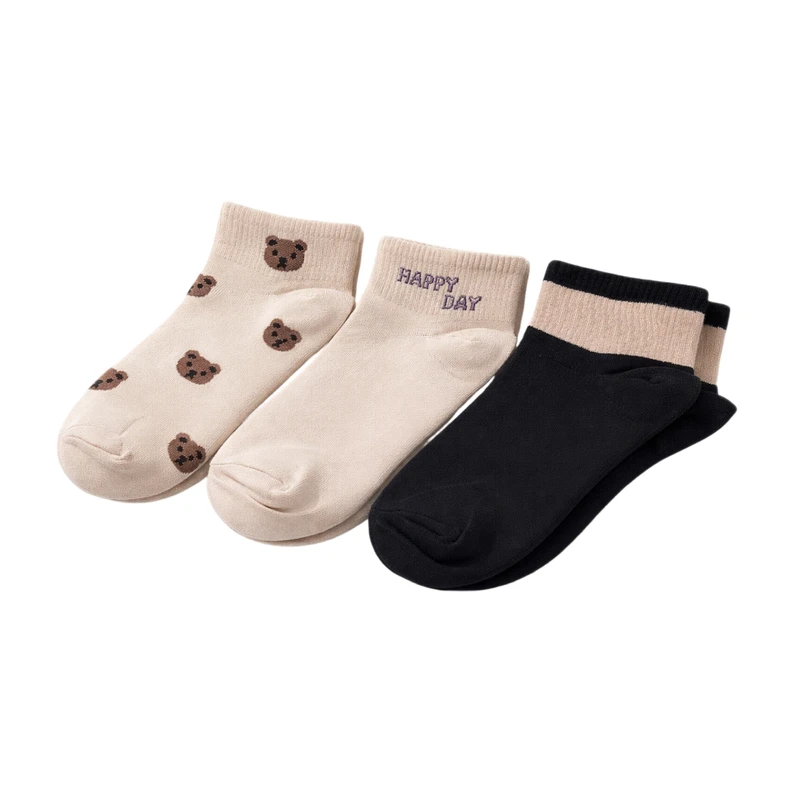 جوراب ساق کوتاه زنانه مدل Lira پنبه ای کد 002 بسته 3 عددی