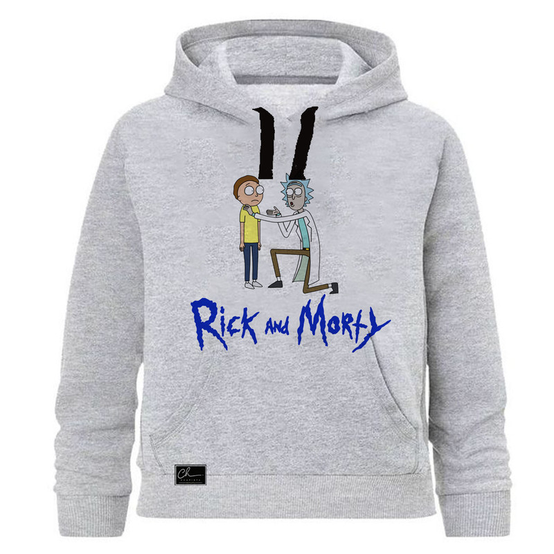 هودی پسرانه چاپیستا طرح RICK AND MORTY کد J77 رنگ طوسی