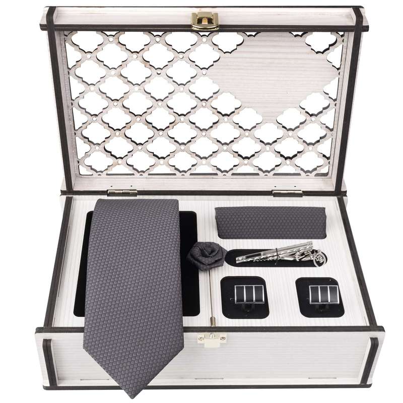 ست کراوات و دستمال جیب و دکمه سردست مردانه جیان فرانکو روسی مدل GF-PO1144RE-BOX 