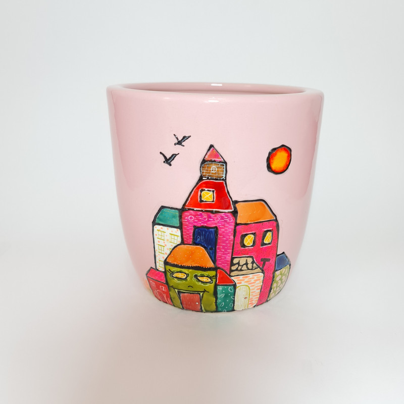 گلدان مدل نقاشی شده خانه گل بهار 001