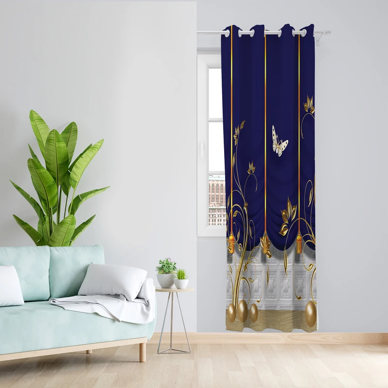 پرده طرح پروانه مدل مخمل پانچی کد 2551 z سایز 140x200 سانتی متر