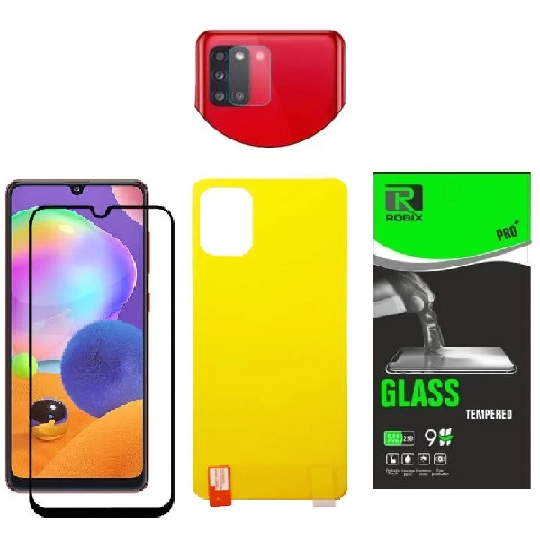 محافظ صفحه نمایش وپشت گوشی روبیکس مدل FUL A31 مناسب برای گوشی موبایل سامسونگ Galaxi A31 به همراه محافظ لنز دوربین