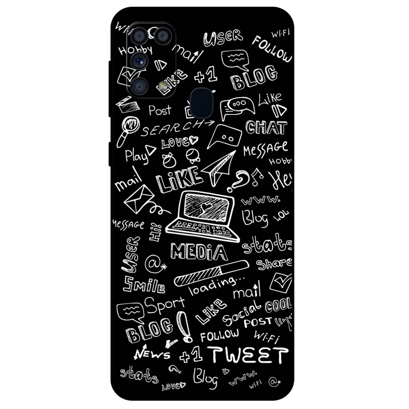 کاور مگافون طرح رسانه های اجتماعی مدل 1898 مناسب برای گوشی موبایل سامسونگ Galaxy M31         