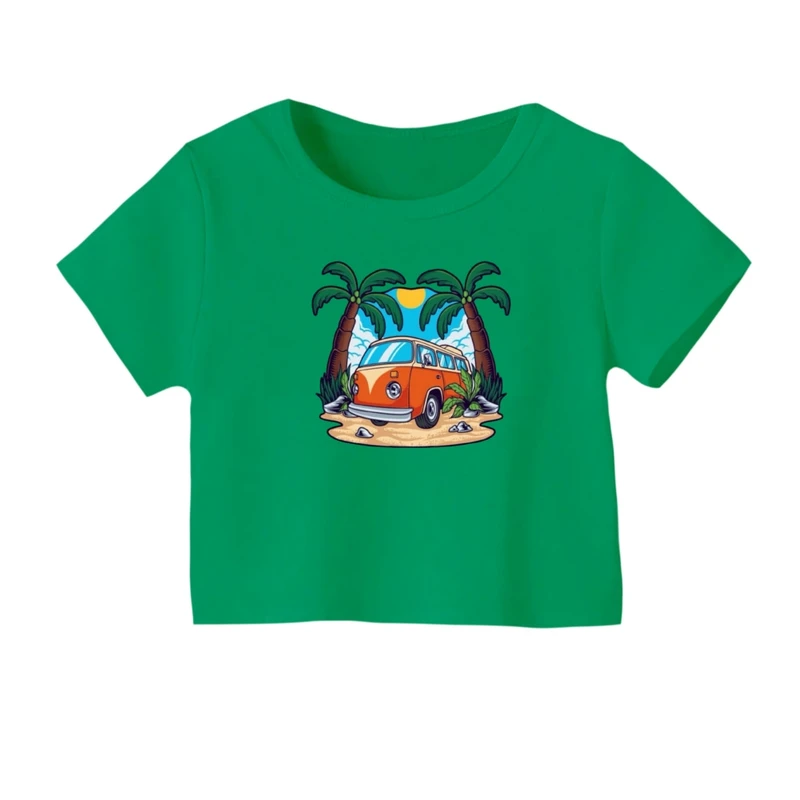 کراپ‌ تی‌شرت آستین کوتاه زنانه مدل کمپ