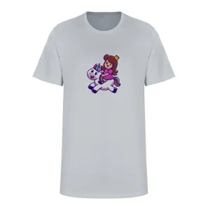 تی شرت آستین کوتاه زنانه مدل یونیکورن  کد L279 رنگ طوسی