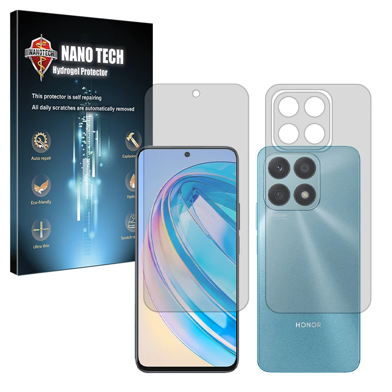 محافظ صفحه نمایش شفاف نانو تک مدل Tough مناسب برای گوشی موبایل آنر X8a به همراه محافظ پشت گوشی 