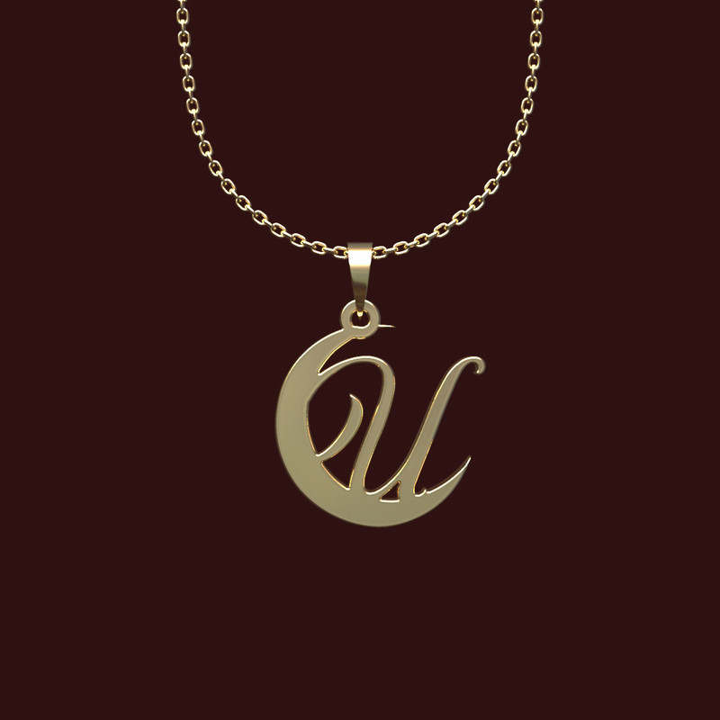 گردنبند طلا 18 عیار زنانه مدوپد مدل U حرف کد W2-1-1247
