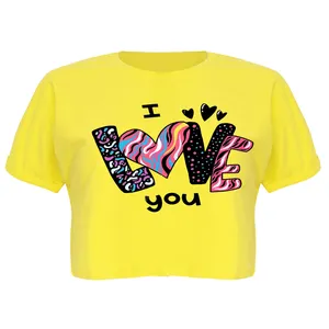 کراپ‌تاپ آستین کوتاه زنانه مدل LOVE  کد P22 Y
