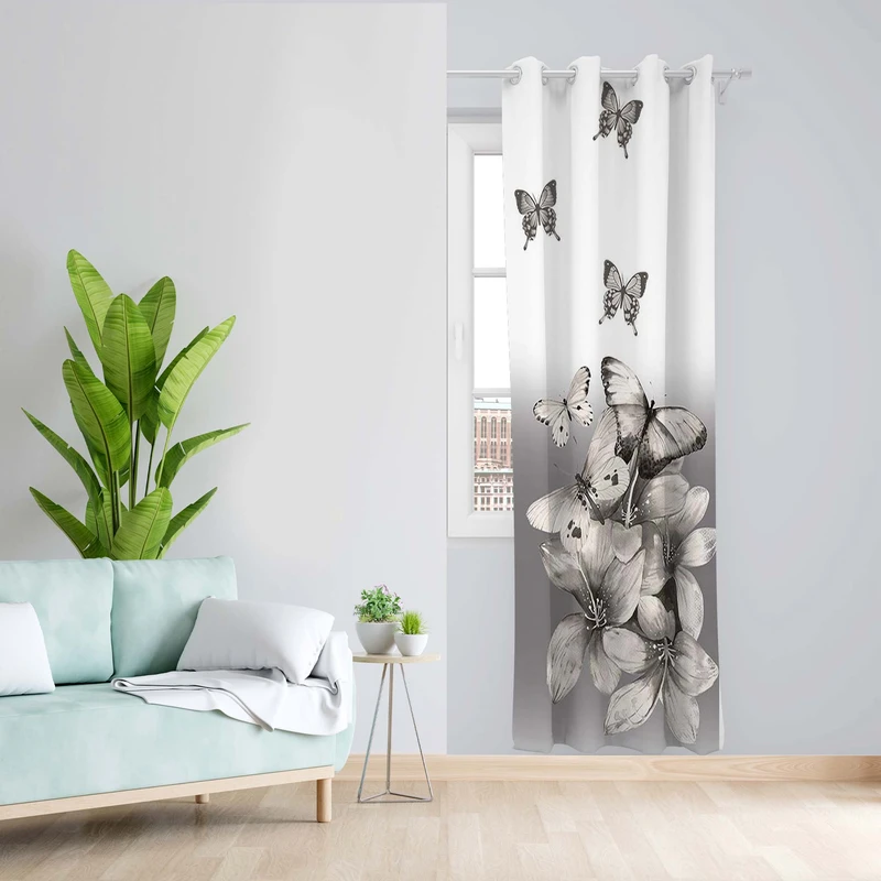 پرده طرح پروانه مدل مخمل پانچی کد 5304L z سایز 140x200 سانتی متر