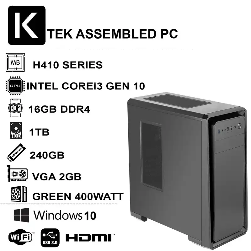 کامپیوتر دسکتاپ مدل KTEK GEN10-i3161S2 VGA2GB
