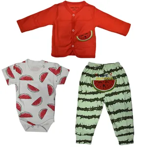 ست 3 تکه لباس نوزادی  بیبی وان مدل هندوانه bye