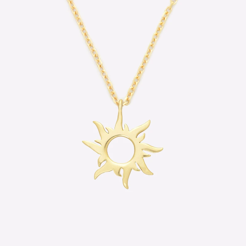 گردنبند طلا 18 عیار زنانه با زنجیر حلقه‌ای (فلامینگو) نیکان گلد مدل خورشید 112365