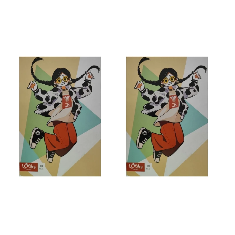 دفتر مشق 80 برگ لوکی مدل منگنه طرح دختر کد 007 بسته 2 عددی