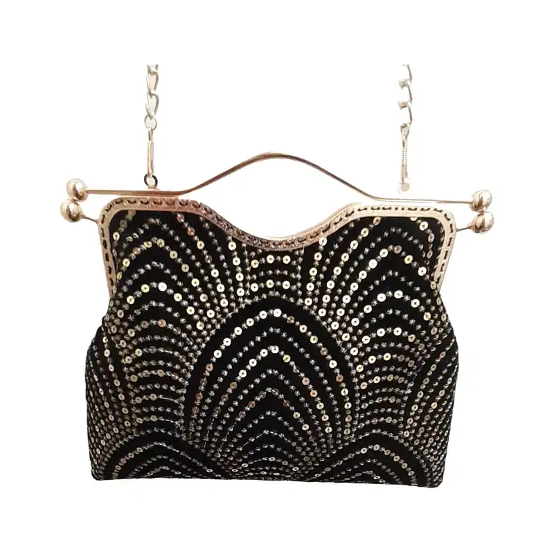 کیف دستی مدل مجلسی مخمل پولک دوزی