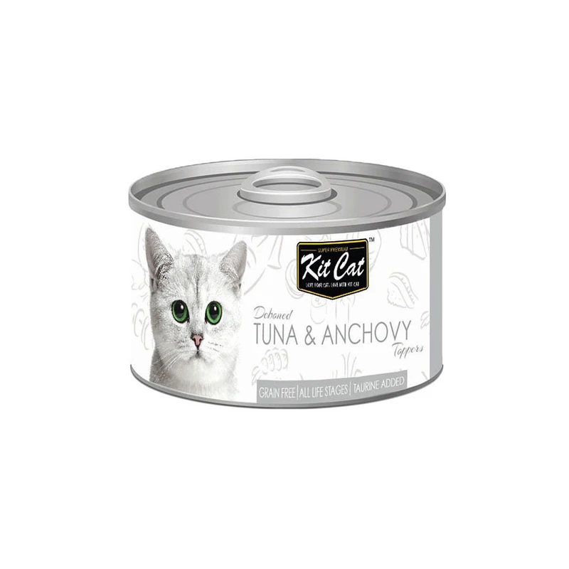 کنسرو غذای گربه کیت کت مدل ماهی تن و ماهی آنچووی وزن 80 گرم