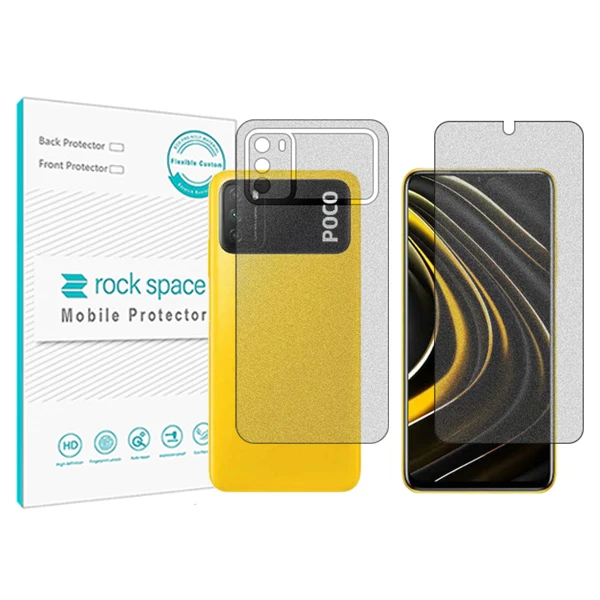 محافظ صفحه نمایش مات راک اسپیس مدل HyMTT مناسب برای گوشی موبایل شیائومی Poco M3 به همراه محافظ پشت 
