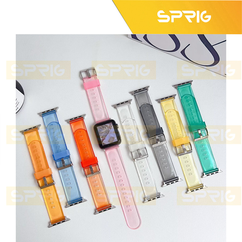 بند اسپریگ مدل Clear Silicone مناسب برای اپل واچ سری Se/1/2/3/4/5/6/7/8/9/Ultra/Ultra2 سایز 42/44/45 میلی متری