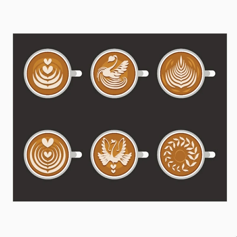 کاغذ دیواری طرح فنجان های لاته مدل طرح های هنری کد K107