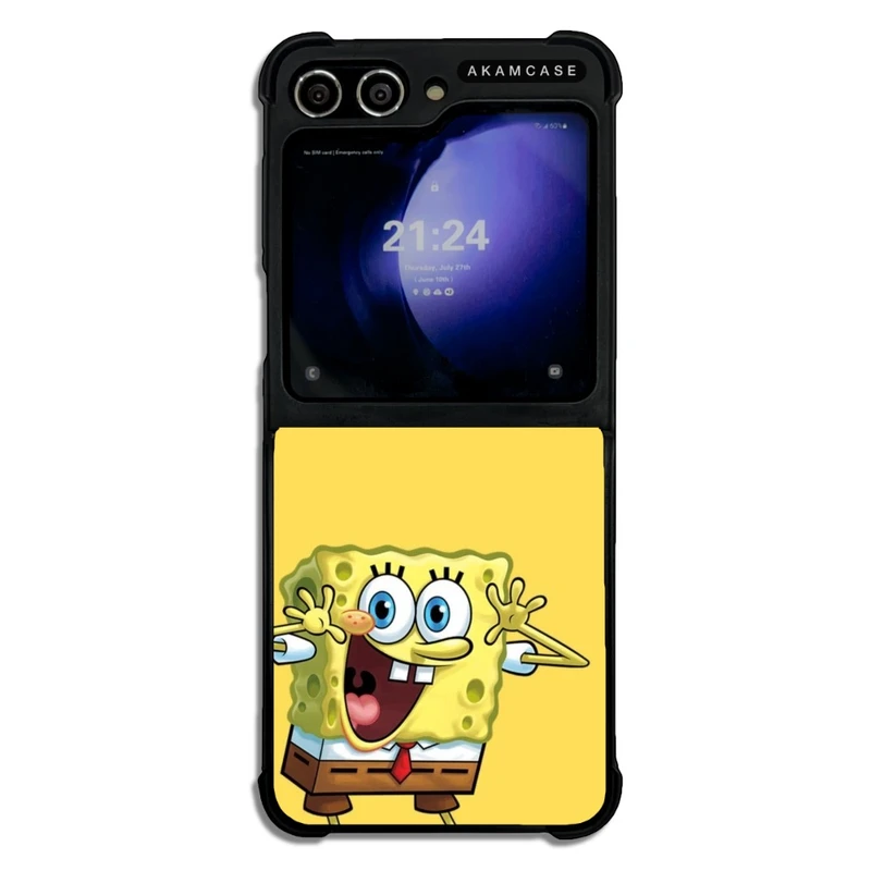 کاور آکام مدل AMC-WSGZFLIP5-SPONGE BOB11 مناسب برای گوشی موبایل سامسونگ Galaxy Z Flip 5