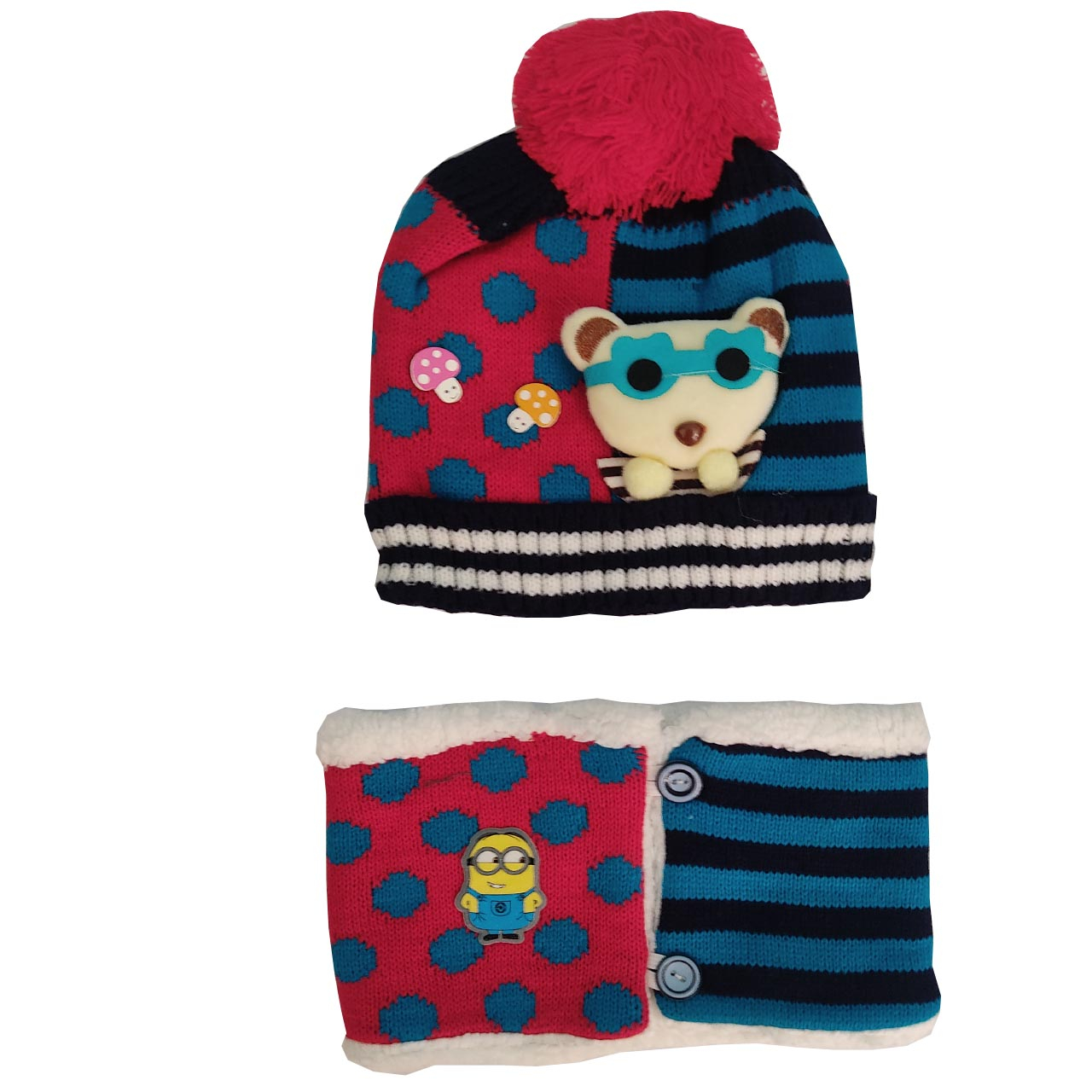 ست کلاه و شال گردن بافتنی بچگانه مدل 1007dgm