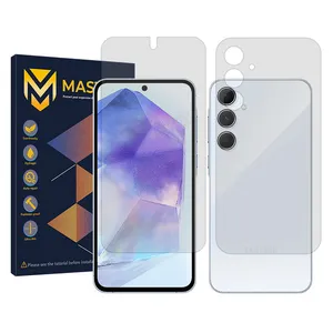Master Resistant model transparent screen protector suitable for Samsung Galaxy A55 mobile phone along with the back protector