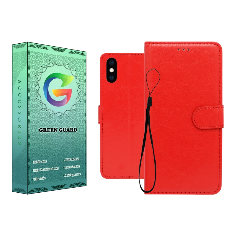 کیف کلاسوری گرین گارد طرح چرمی مدل Landing مناسب برای گوشی موبایل اپل Iphone X / XS به همراه بند آویز