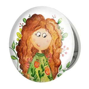 آینه جیبی خندالو طرح دخترونه مدل تاشو کد 6098 