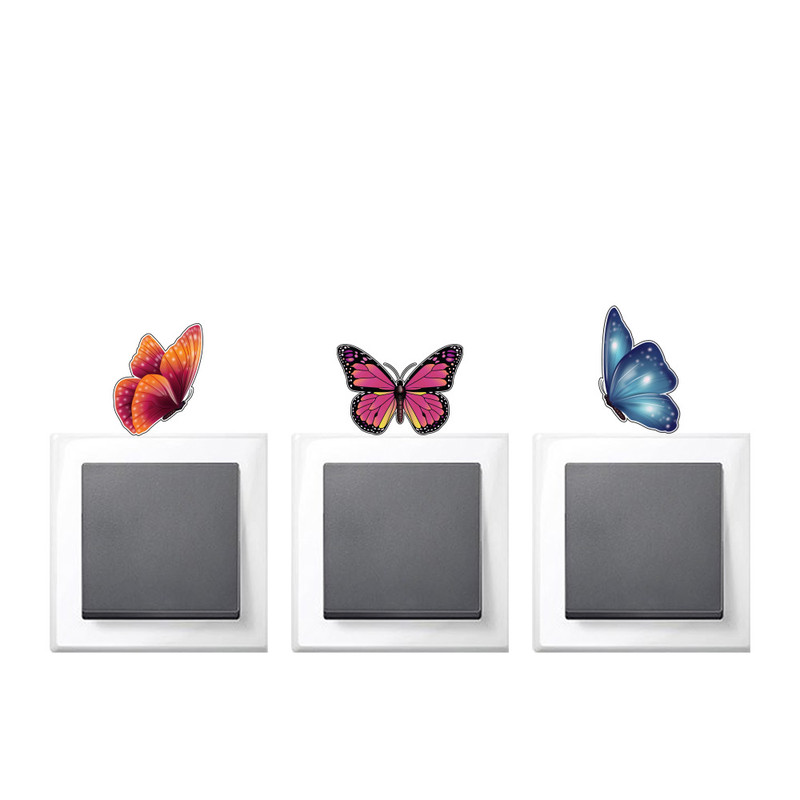 استیکر کلید و پریز طرح پروانه ها کد 01 مجموعه 3 عددی