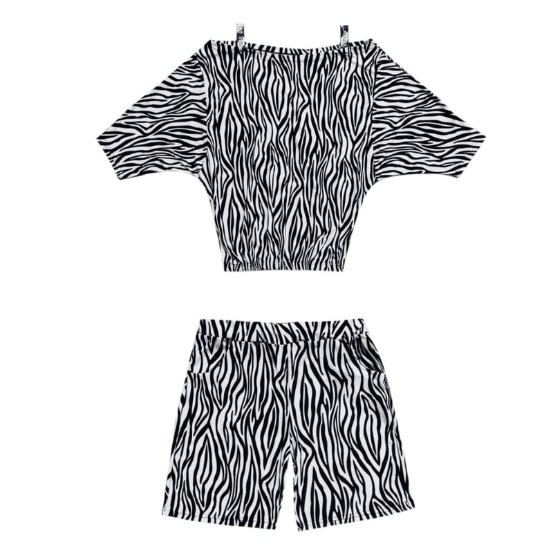 ست نیم تنه و شلوارک زنانه مدل زر