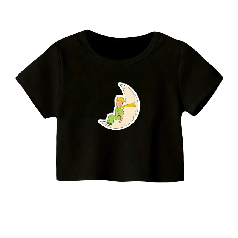 کراپ‌ تی‌شرت آستین کوتاه زنانه مدل شازده کوچولو 1