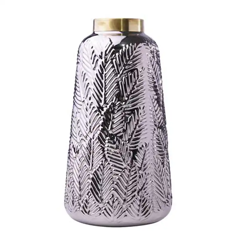 گلدان شیشه ای مدل مخروطی طرح برگ