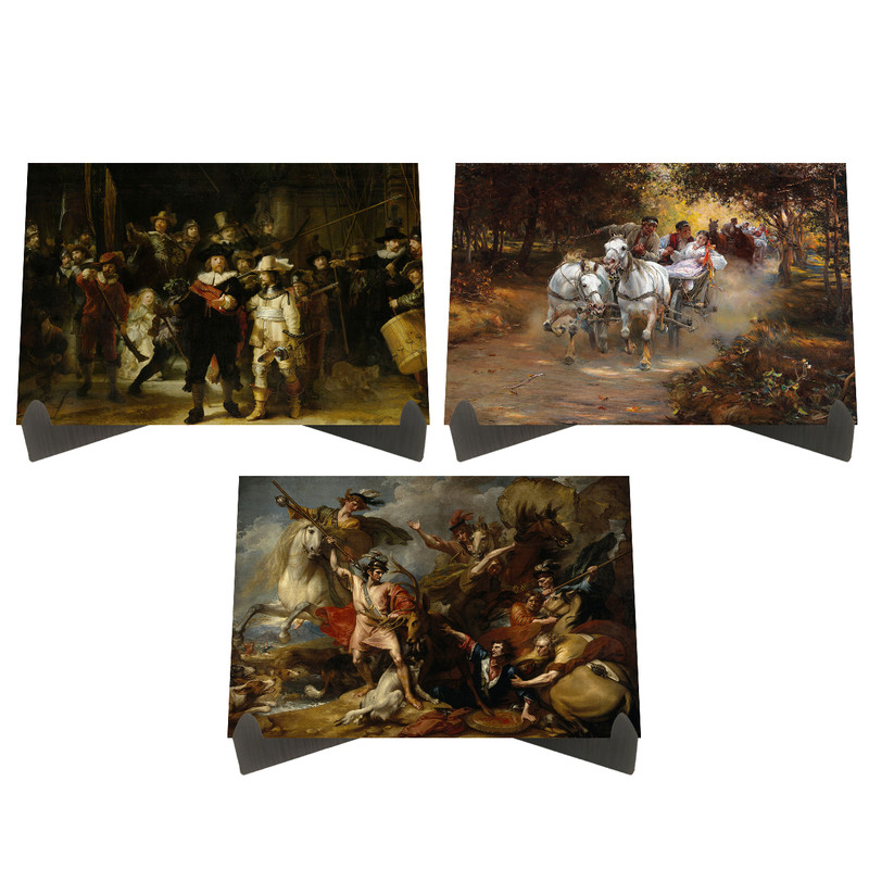 تابلو شاسی رومیزی مدل آثار برترین نقاشان جهان کد LS2372 مجموعه 3 عددی