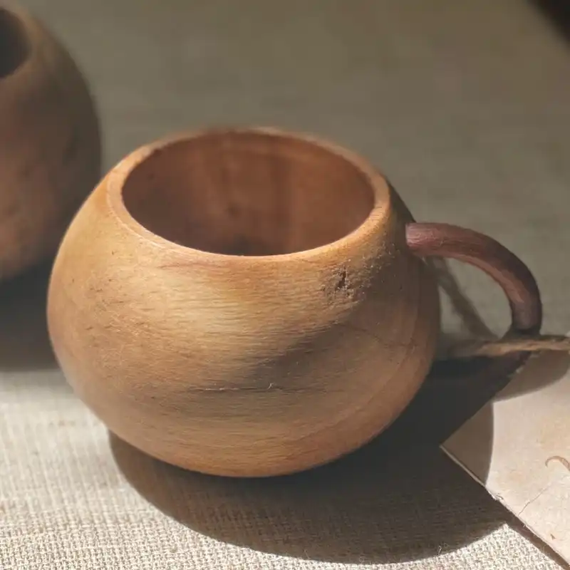 فنجان چوبی مدل دسته دار
