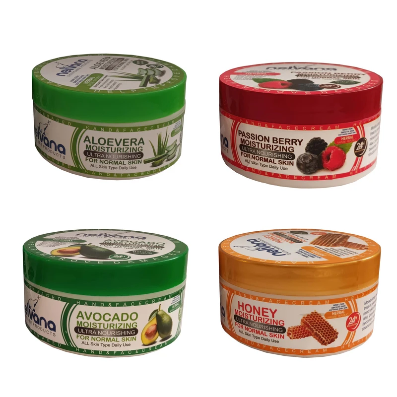 کرم مرطوب کننده نلوانا مدل آووکادو و آلوئه ورا و عسل و میوه ای حجم 250 میلی لیتر مجموعه 4 عددی