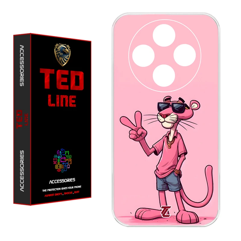 کاور تد لاین طرح پلنگ صورتی کد 1110 مناسب برای گوشی موبایل شیائومی Redmi 14C / Poco C75