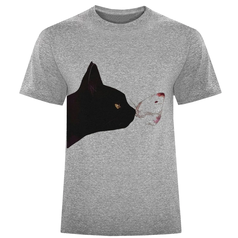 تیشرت آستین کوتاه مردانه طرح گربه کد W497