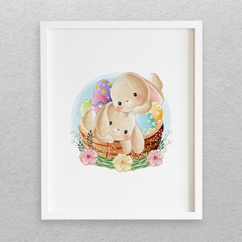 تابلو کودک و نوزاد مدل نقاشی طرح خرگوش های کوچک کد 260