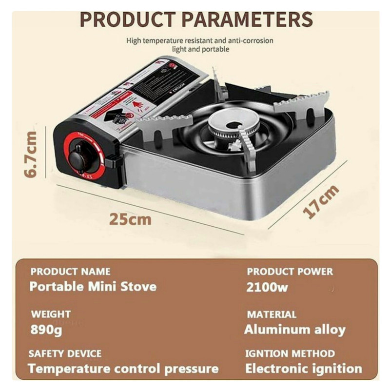 اجاق گاز سفری مدل mini2100w به همراه دو کپسول گاز و کیف حمل کپسول